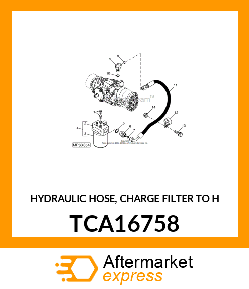 HYDRAULIC HOSE, CHARGE FILTER TO H TCA16758