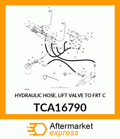 HYDRAULIC HOSE, LIFT VALVE TO FRT C TCA16790