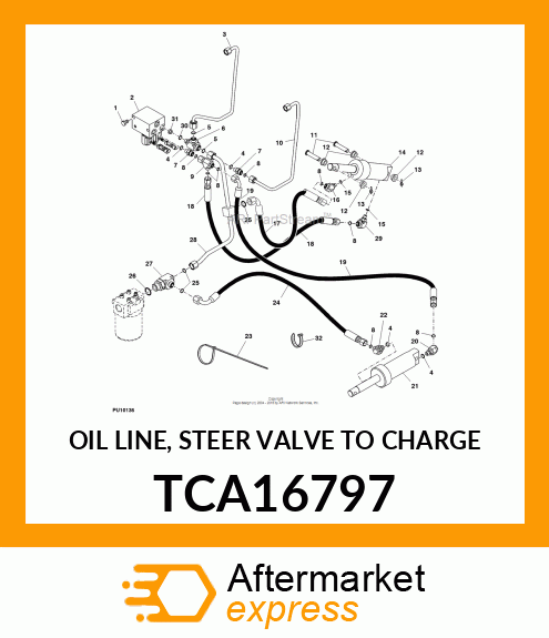 OIL LINE, STEER VALVE TO CHARGE TCA16797