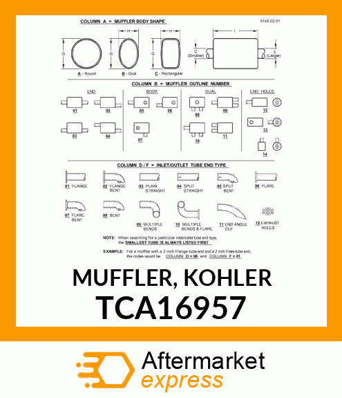 MUFFLER, KOHLER TCA16957