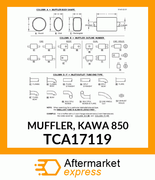 MUFFLER, KAWA 850 TCA17119