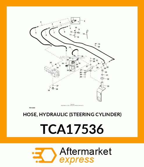 HOSE, HYDRAULIC (STEERING CYLINDER) TCA17536