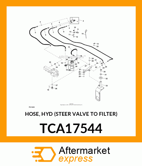 HOSE, HYD (STEER VALVE TO FILTER) TCA17544