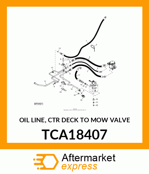 OIL LINE, CTR DECK TO MOW VALVE TCA18407