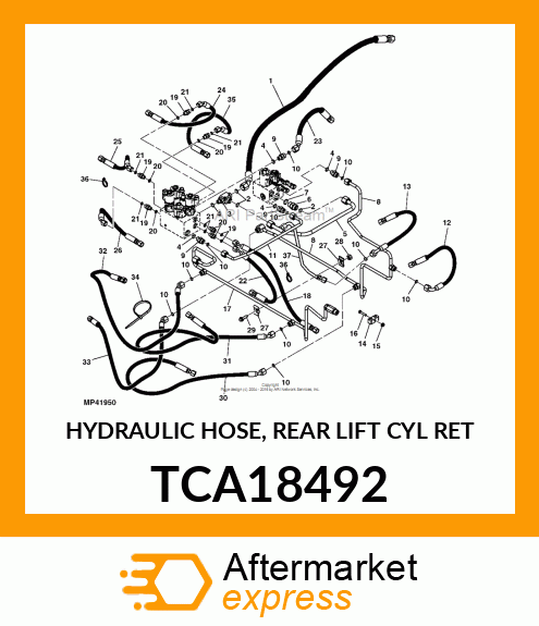 HYDRAULIC HOSE, REAR LIFT CYL RET TCA18492