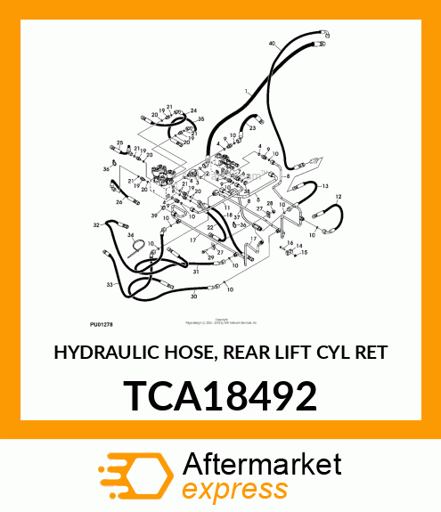 HYDRAULIC HOSE, REAR LIFT CYL RET TCA18492