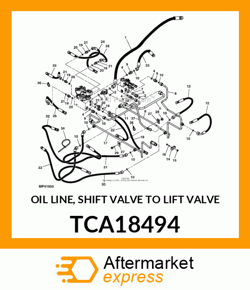 OIL LINE, SHIFT VALVE TO LIFT VALVE TCA18494