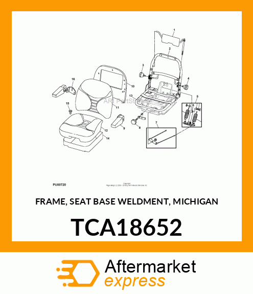 FRAME, SEAT BASE WELDMENT, MICHIGAN TCA18652