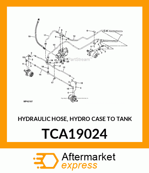 HYDRAULIC HOSE, HYDRO CASE TO TANK TCA19024