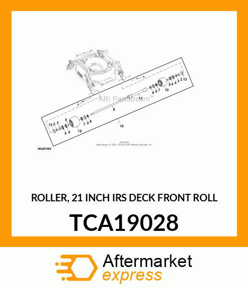 ROLLER, 21 INCH IRS DECK FRONT ROLL TCA19028