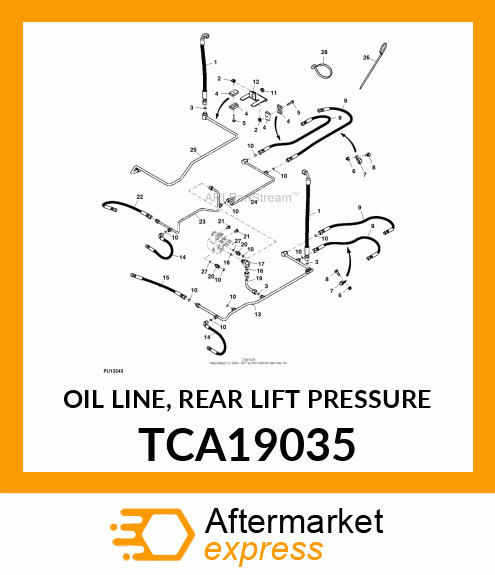 OIL LINE, REAR LIFT PRESSURE TCA19035