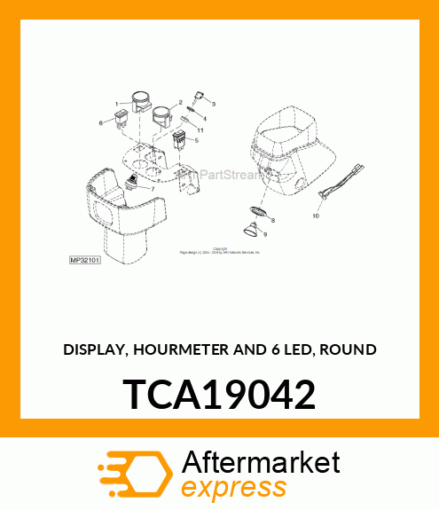 DISPLAY, HOURMETER AND 6 LED, ROUND TCA19042