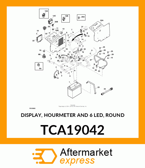 DISPLAY, HOURMETER AND 6 LED, ROUND TCA19042