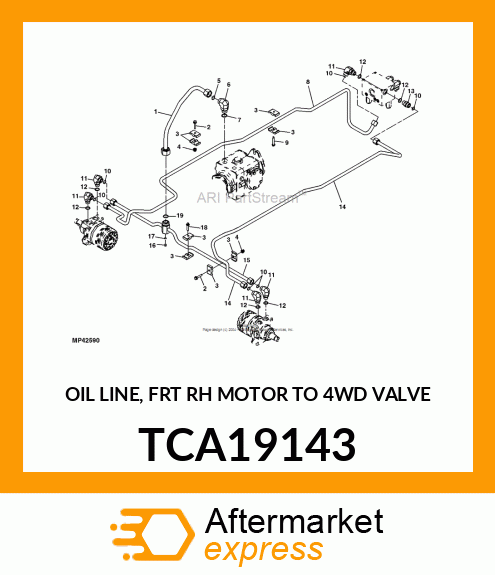 OIL LINE, FRT RH MOTOR TO 4WD VALVE TCA19143