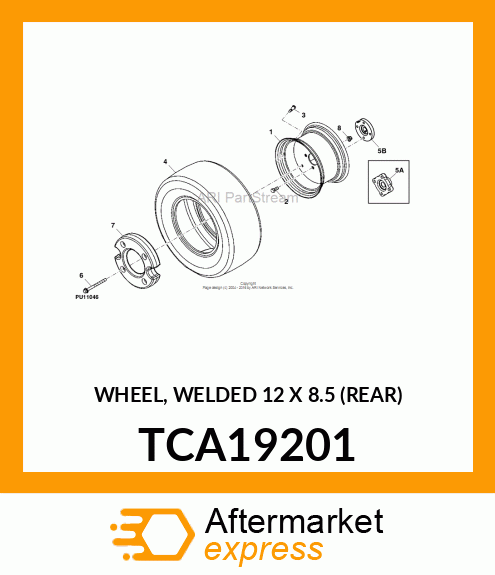 WHEEL, WELDED 12 X 8.5 (REAR) TCA19201