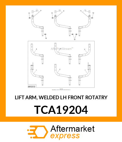 LIFT ARM, WELDED LH FRONT ROTATRY TCA19204