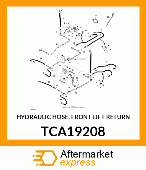 HYDRAULIC HOSE, FRONT LIFT RETURN TCA19208