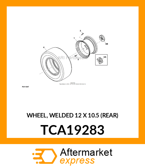 WHEEL, WELDED 12 X 10.5 (REAR) TCA19283