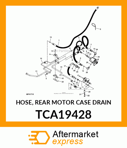 HOSE, REAR MOTOR CASE DRAIN TCA19428