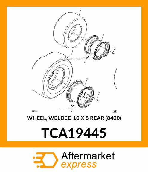 WHEEL, WELDED 10 X 8 REAR (8400) TCA19445