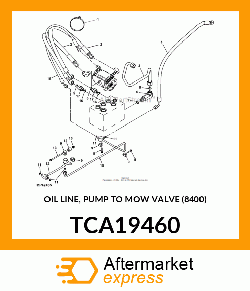 OIL LINE, PUMP TO MOW VALVE (8400) TCA19460