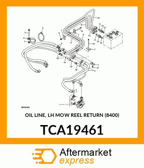 OIL LINE, LH MOW REEL RETURN (8400) TCA19461