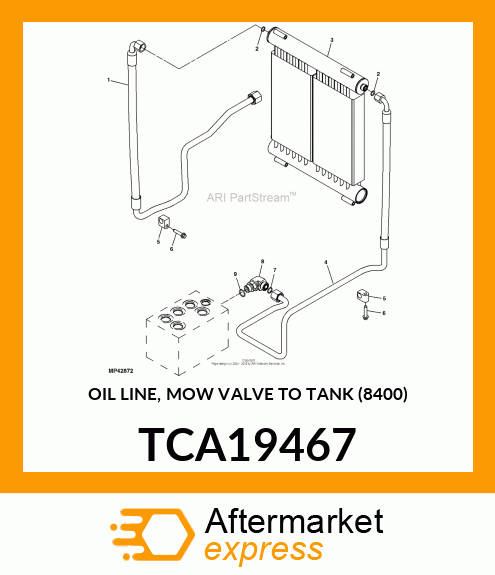 OIL LINE, MOW VALVE TO TANK (8400) TCA19467