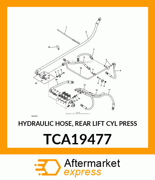 HYDRAULIC HOSE, REAR LIFT CYL PRESS TCA19477