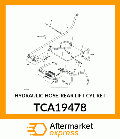 HYDRAULIC HOSE, REAR LIFT CYL RET TCA19478