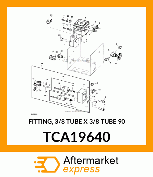 FITTING, 3/8 TUBE X 3/8 TUBE 90 TCA19640