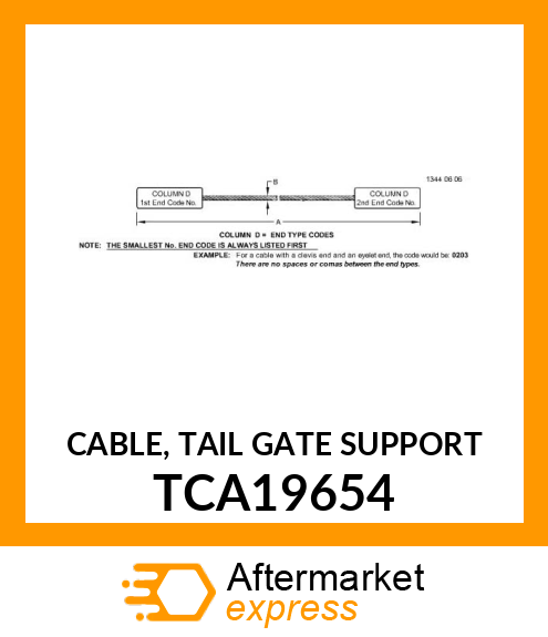 CABLE, TAIL GATE SUPPORT TCA19654