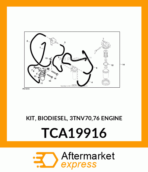 KIT, BIODIESEL, 3TNV70,76 ENGINE TCA19916