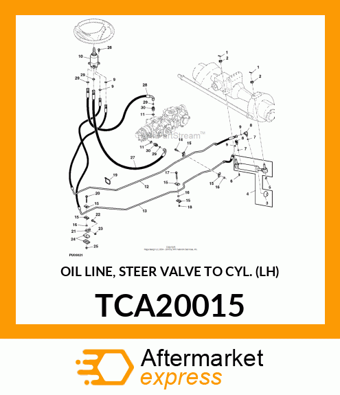 OIL LINE, STEER VALVE TO CYL. (LH) TCA20015