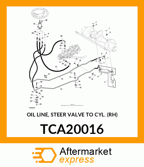 OIL LINE, STEER VALVE TO CYL. (RH) TCA20016