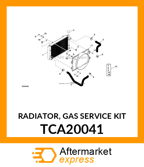 RADIATOR, GAS SERVICE KIT TCA20041