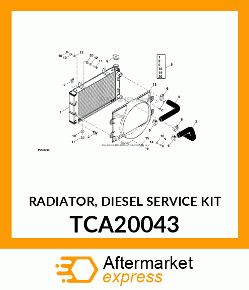 RADIATOR, DIESEL SERVICE KIT TCA20043