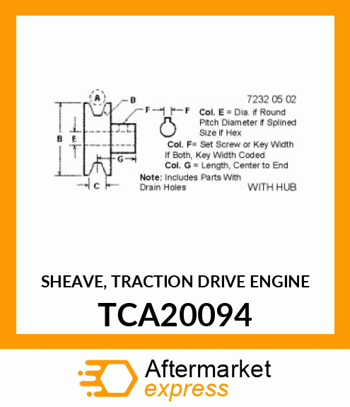 SHEAVE, TRACTION DRIVE ENGINE TCA20094