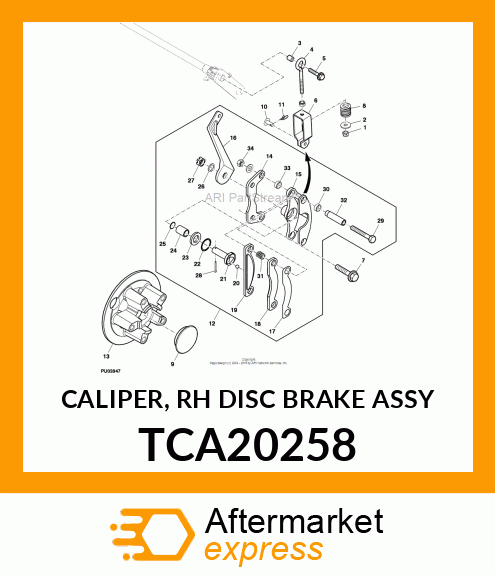 CALIPER, RH DISC BRAKE ASSY TCA20258