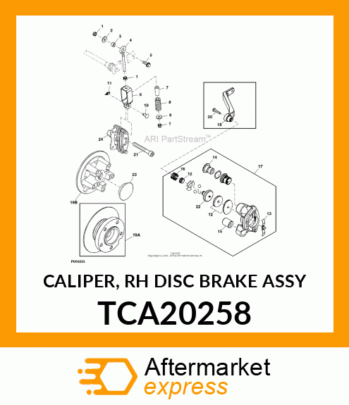 CALIPER, RH DISC BRAKE ASSY TCA20258