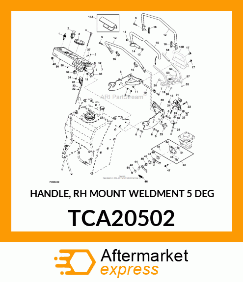 HANDLE, RH MOUNT WELDMENT 5 DEG TCA20502