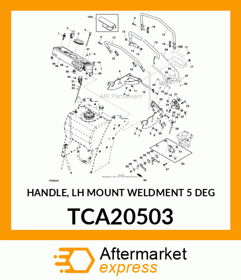 HANDLE, LH MOUNT WELDMENT 5 DEG TCA20503