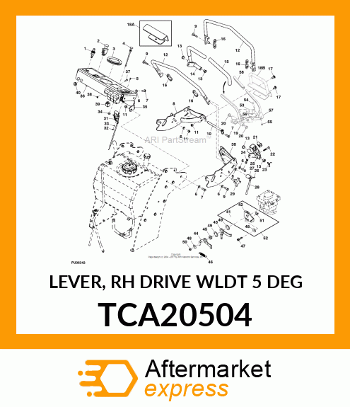 LEVER, RH DRIVE WLDT 5 DEG TCA20504