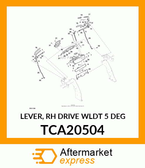 LEVER, RH DRIVE WLDT 5 DEG TCA20504