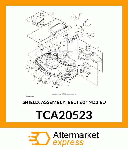 SHIELD, ASSEMBLY, BELT 60" MZ3 EU TCA20523