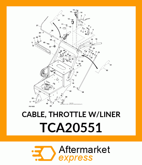 CABLE, THROTTLE W/LINER TCA20551