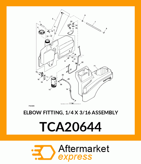 ELBOW FITTING, 1/4 X 3/16 ASSEMBLY TCA20644