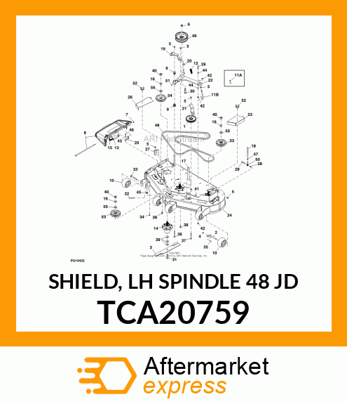 SHIELD, LH SPINDLE 48 JD TCA20759