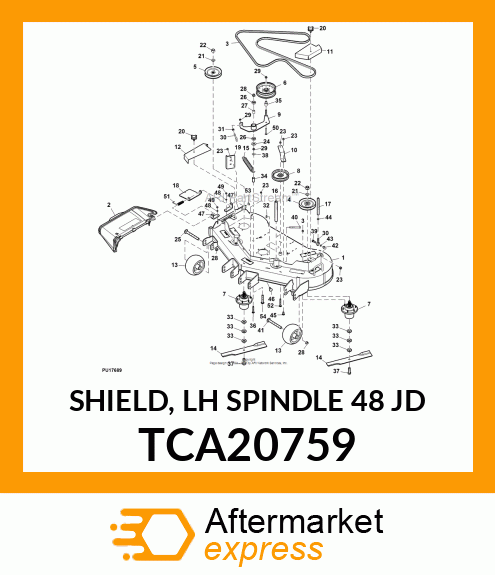 SHIELD, LH SPINDLE 48 JD TCA20759