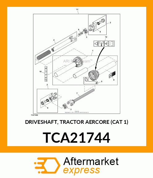 DRIVESHAFT, TRACTOR AERCORE (CAT 1) TCA21744