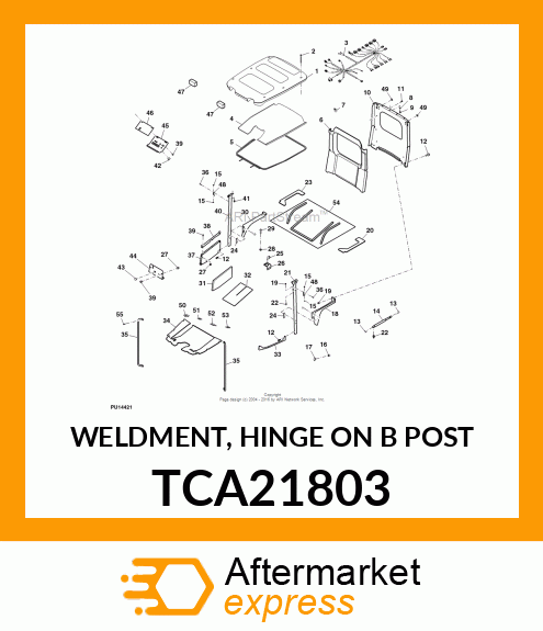 WELDMENT, HINGE ON B POST TCA21803